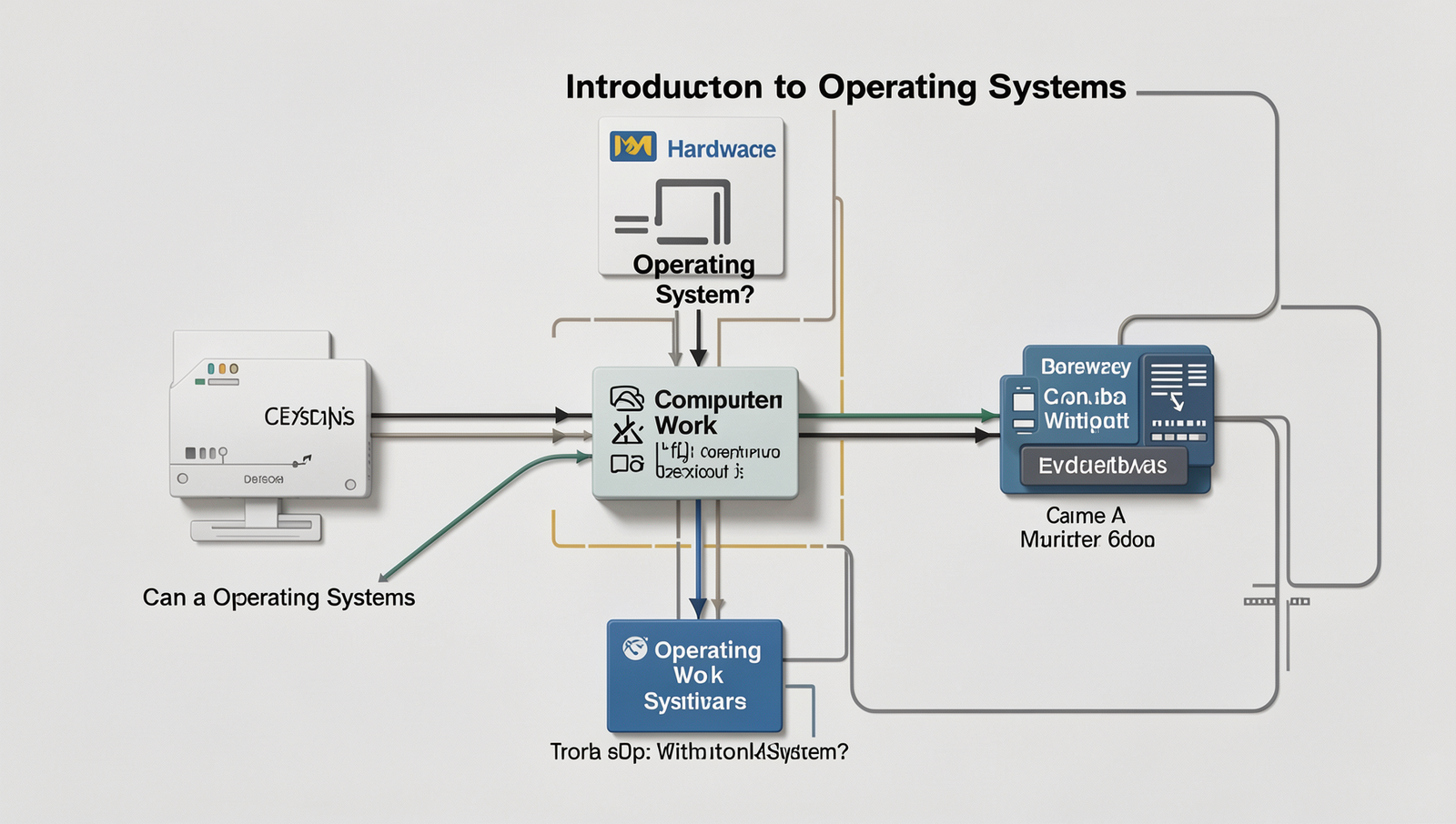 Diagram illustrating the relationship between hardware and operating systems.