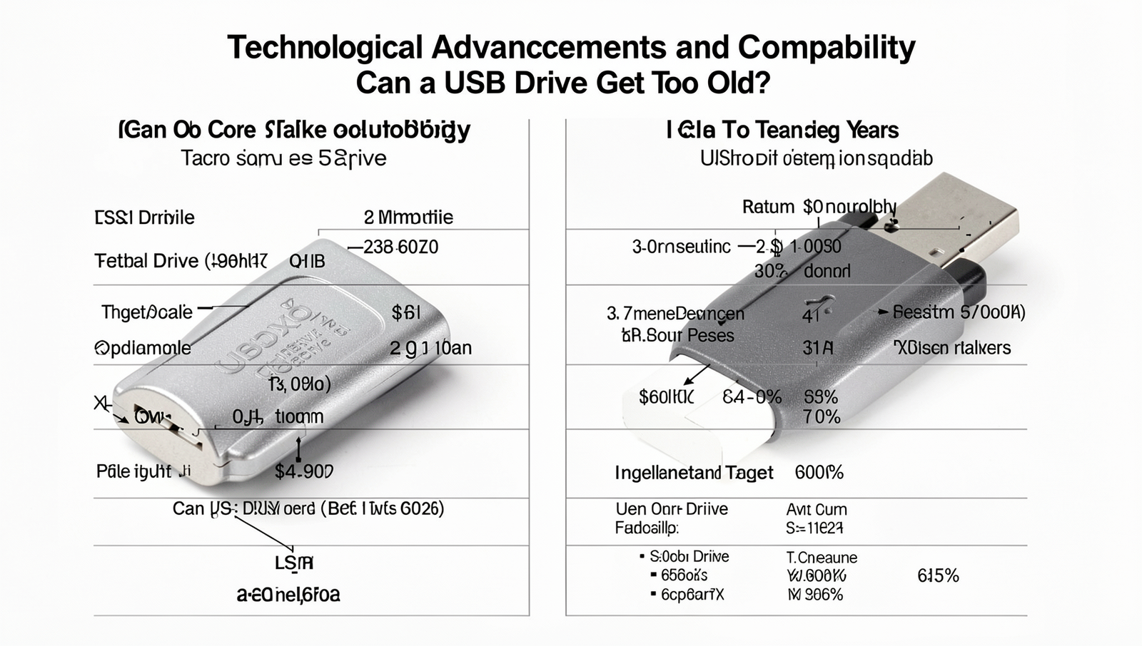 Detailed comparison chart of USB drive technologies over the years.