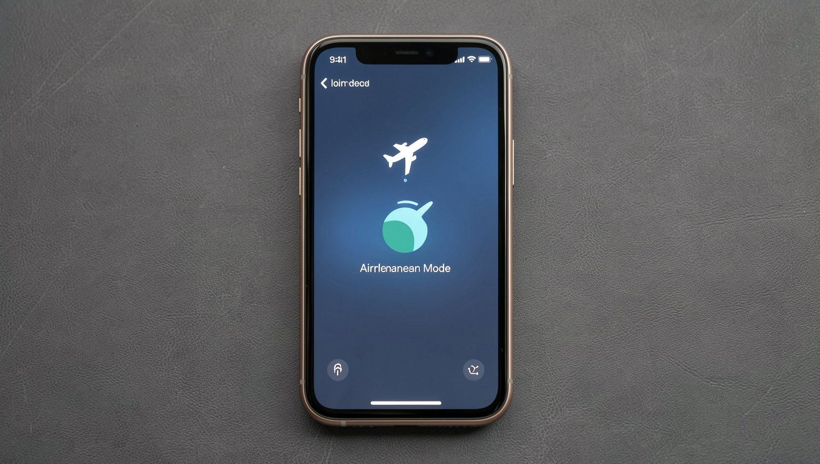 Photorealistic smartphone displaying Airplane Mode activated