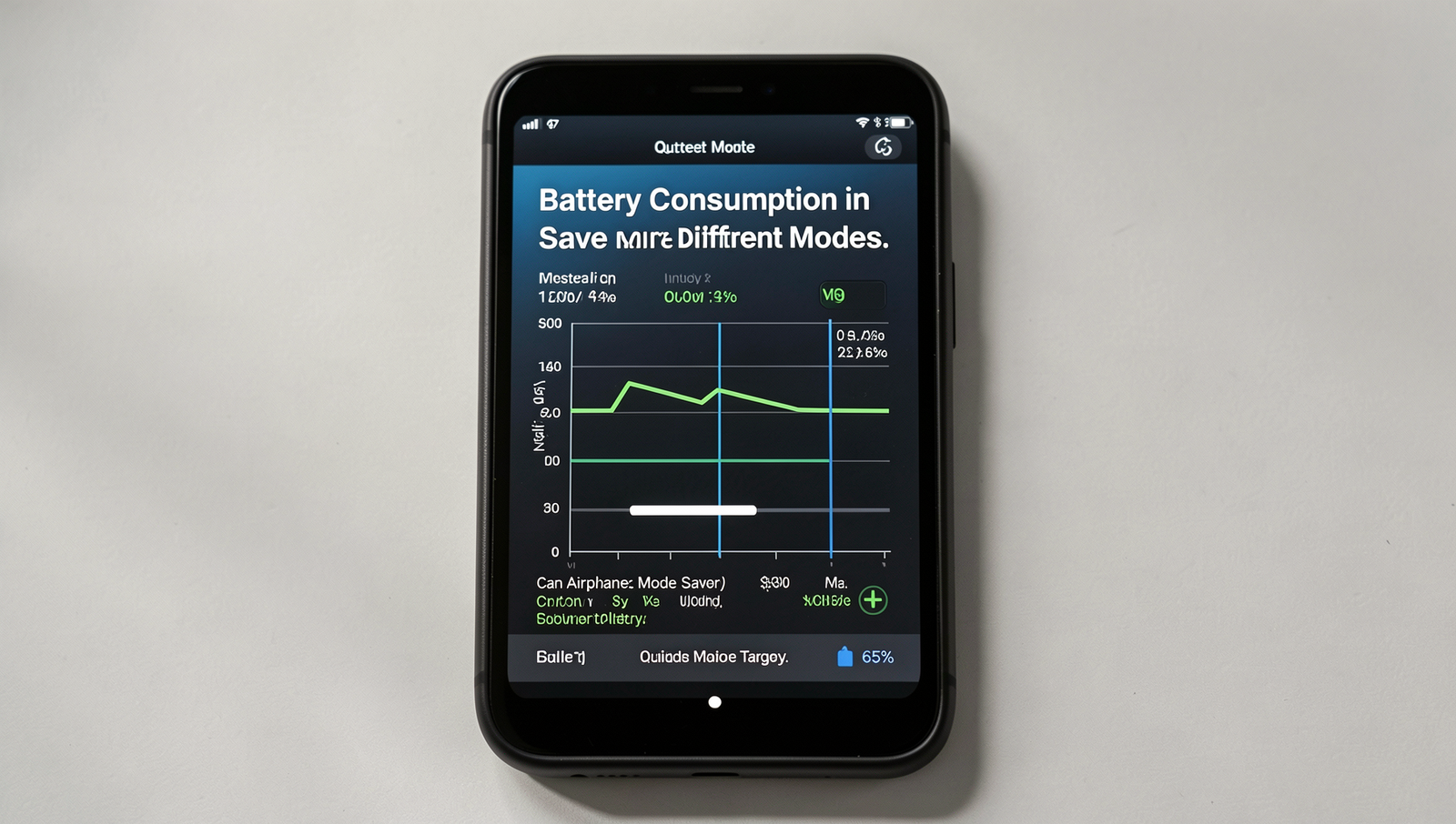 Graph illustrating battery consumption across different modes including airplane mode.