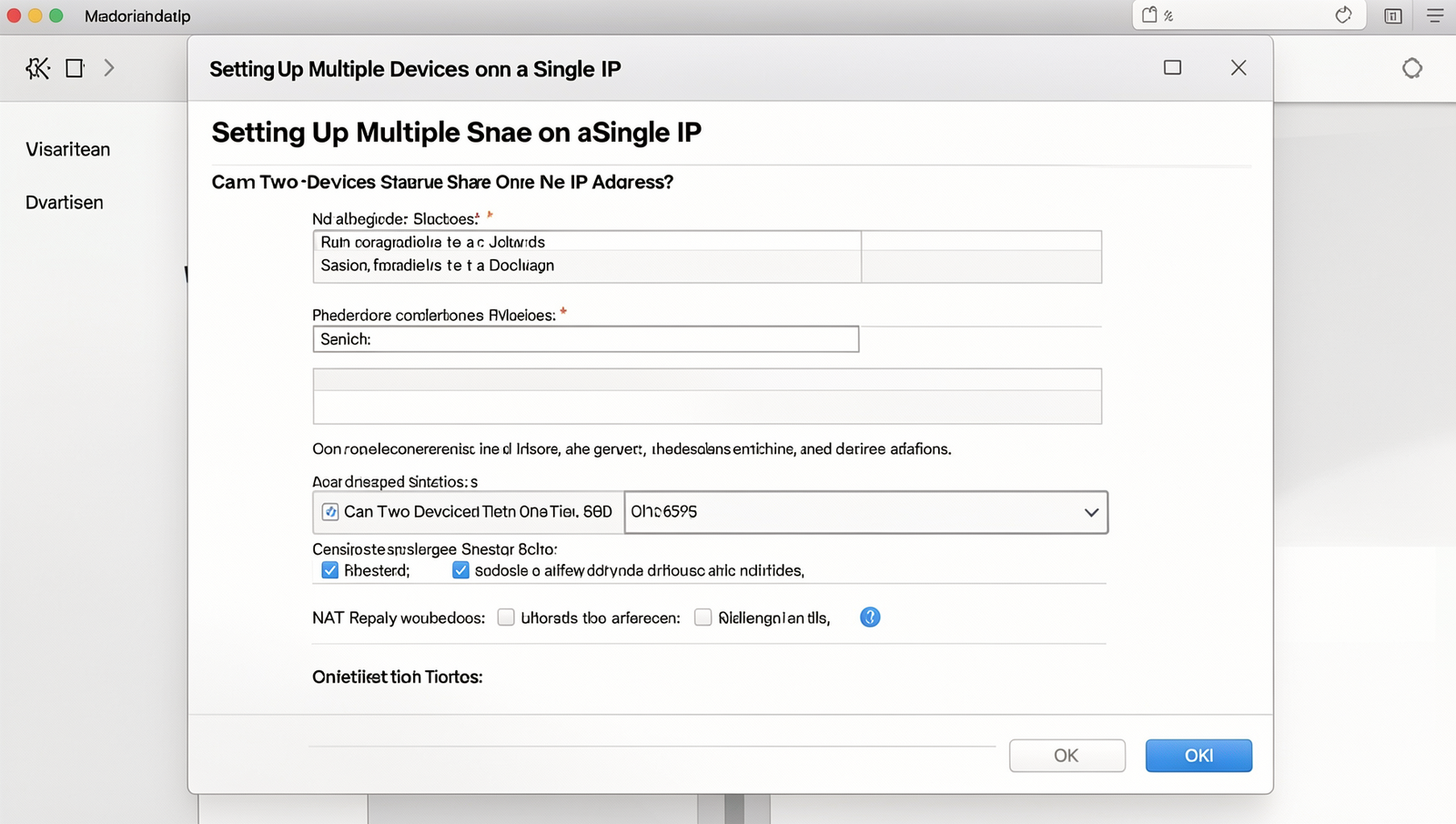 Router settings screenshot for NAT configuration with detailed technical layout.