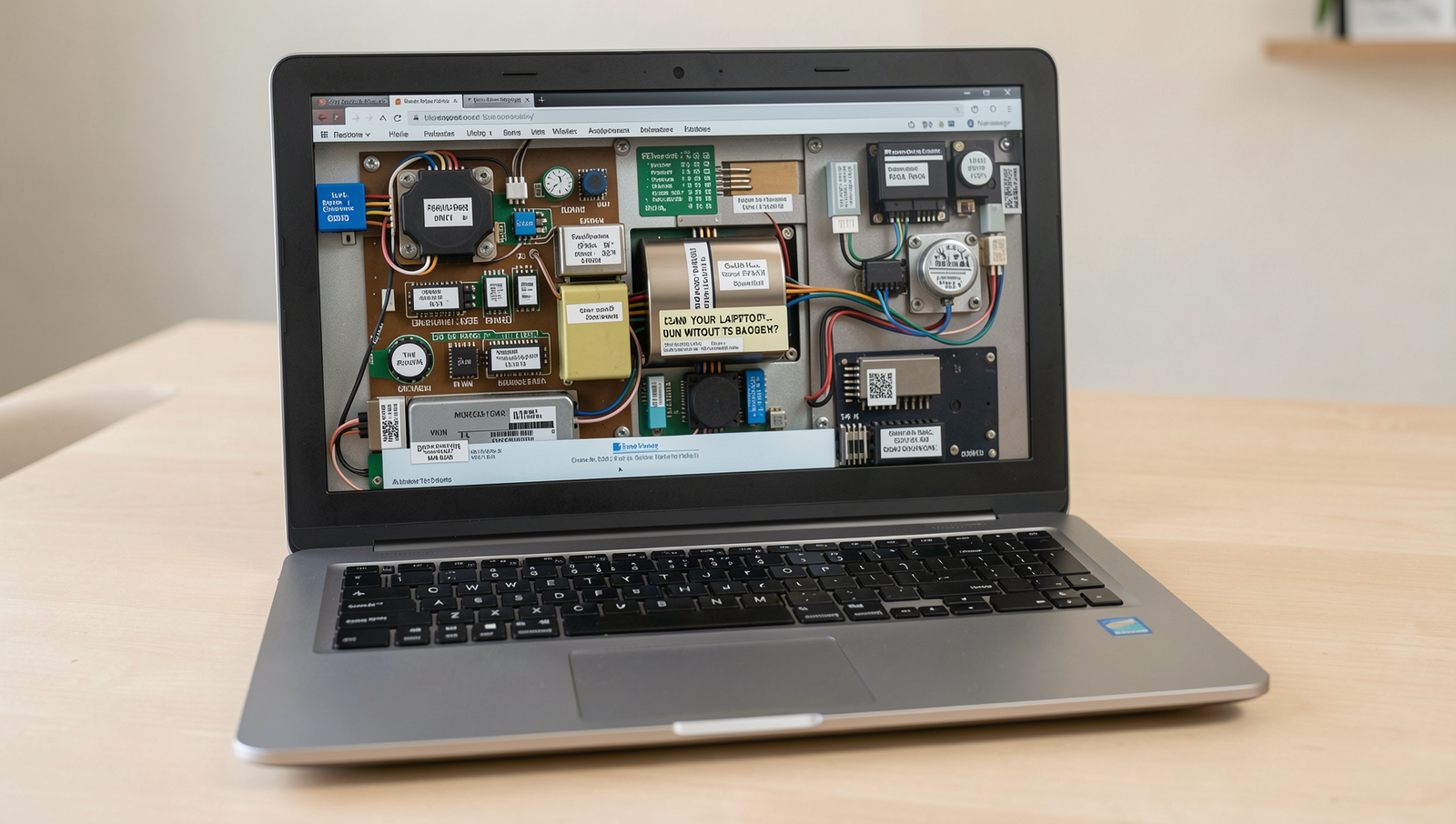 Detailed diagram of a laptop power system illustrating components and connections.
