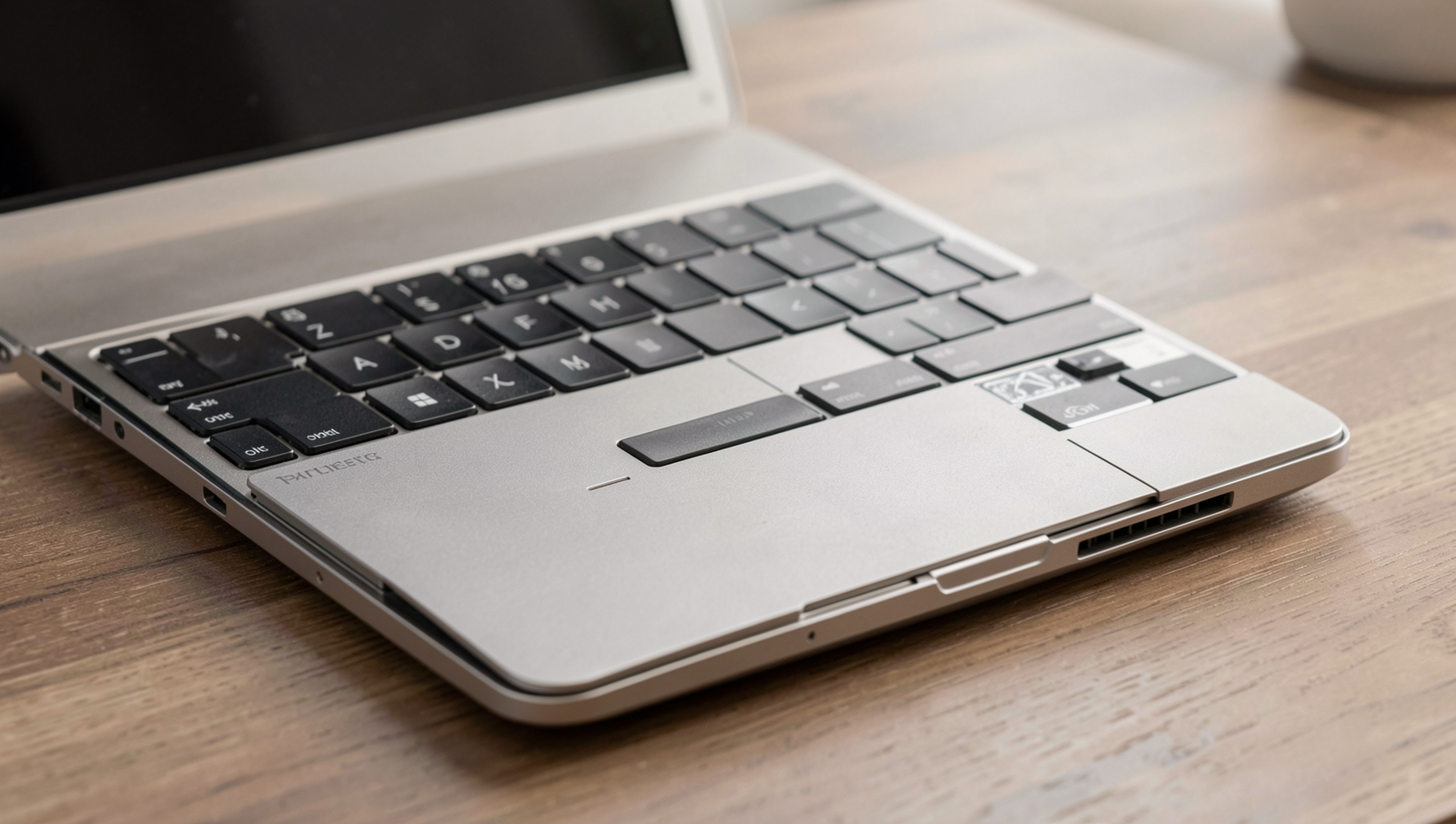 Close-up of a laptop battery with care tips and tools for maintenance.