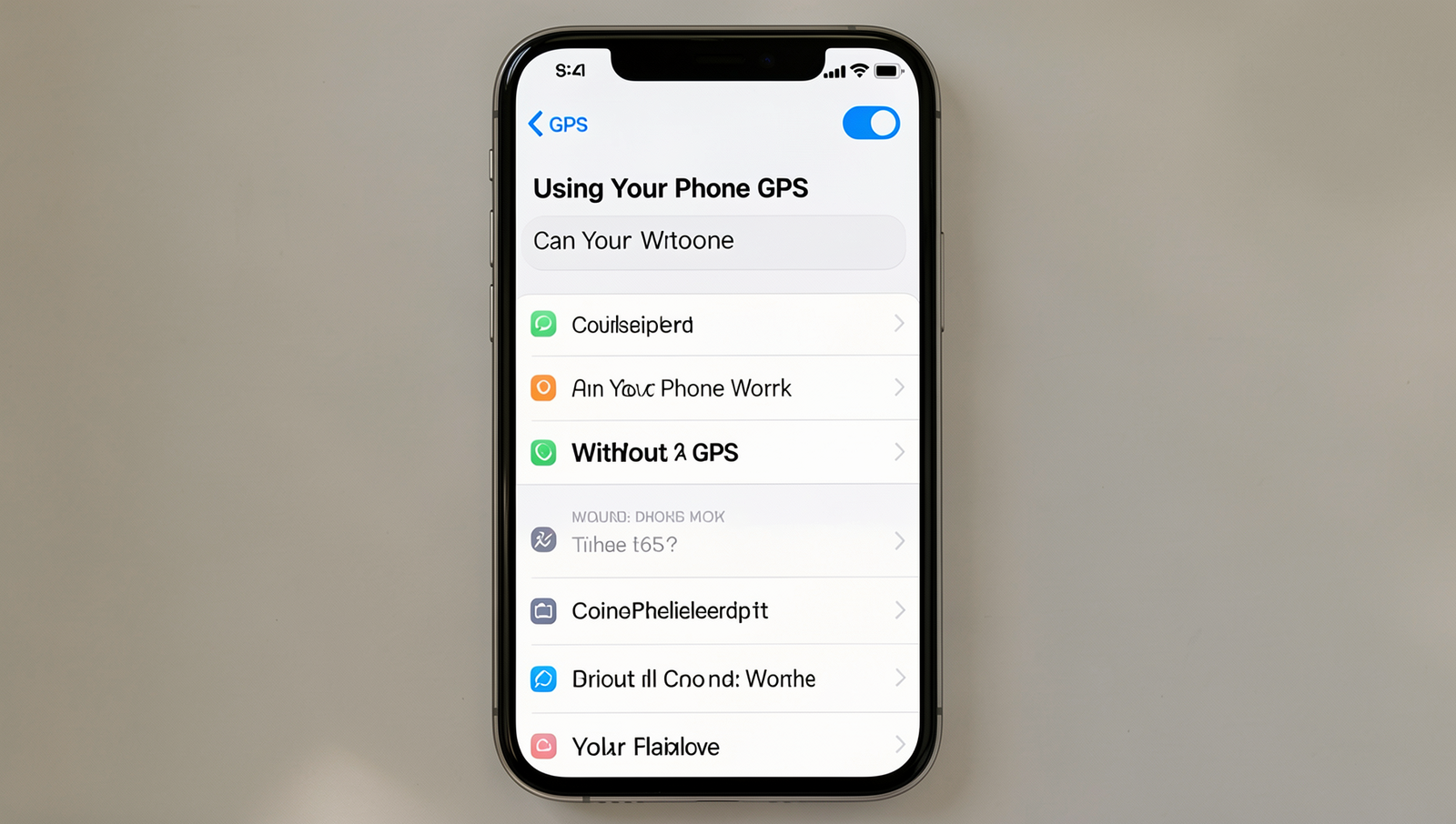 Screenshot of phone settings showing GPS disabled option in natural lighting.