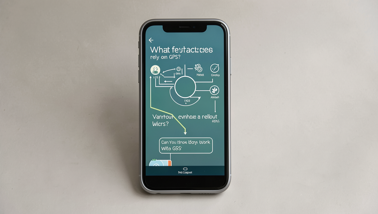 Diagram illustrating features that rely on GPS technology in smartphones.