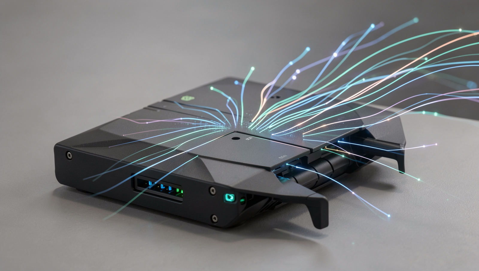 Detailed illustration of a router with visualized data flow, showcasing functionality.
