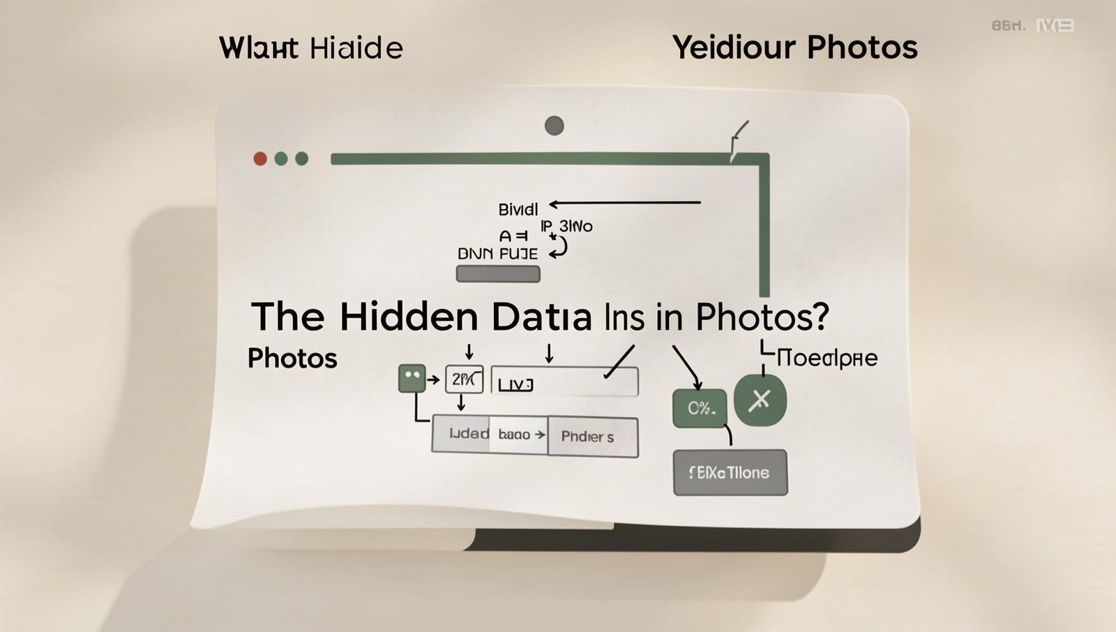 Diagram illustrating hidden data in photos, including EXIF and metadata details.
