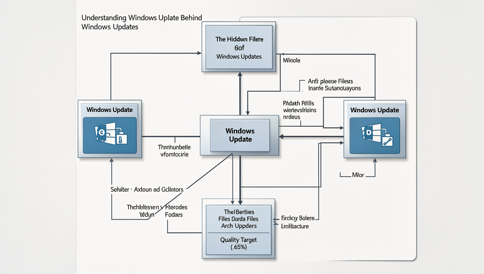 Detailed diagram of Windows Update architecture with realistic lighting and sharp focus.