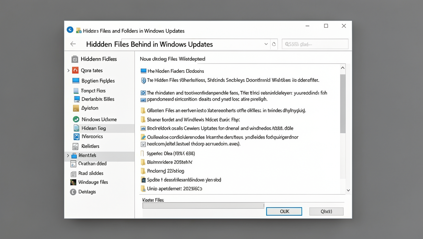 Detailed screenshot of hidden update files in Windows operating system.