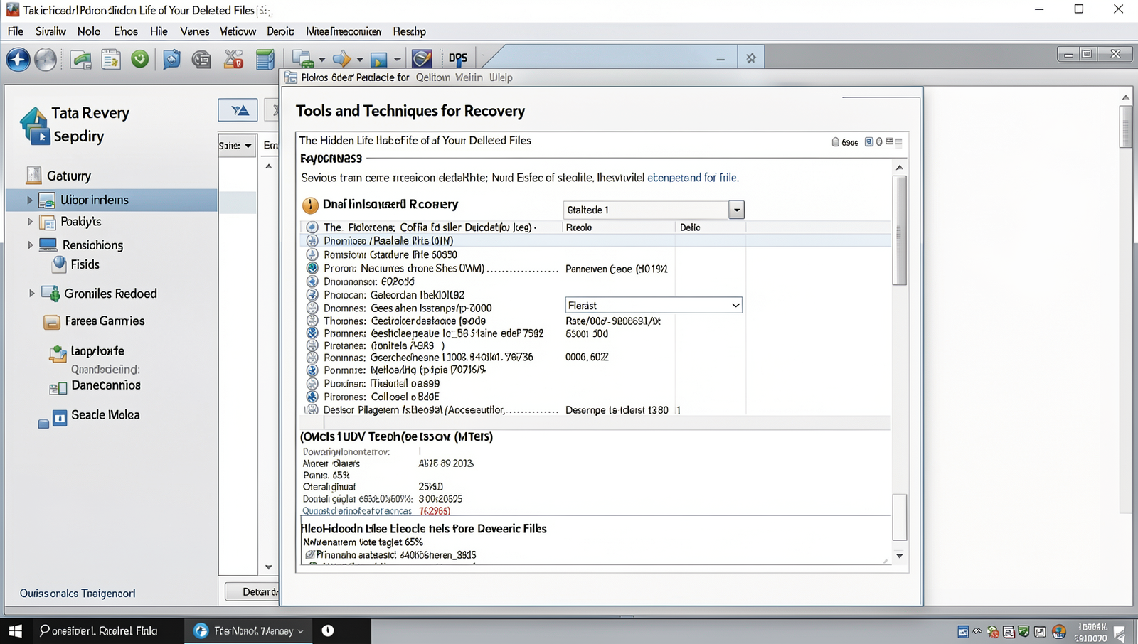 Screenshot of data recovery software interface showcasing recovery tools.