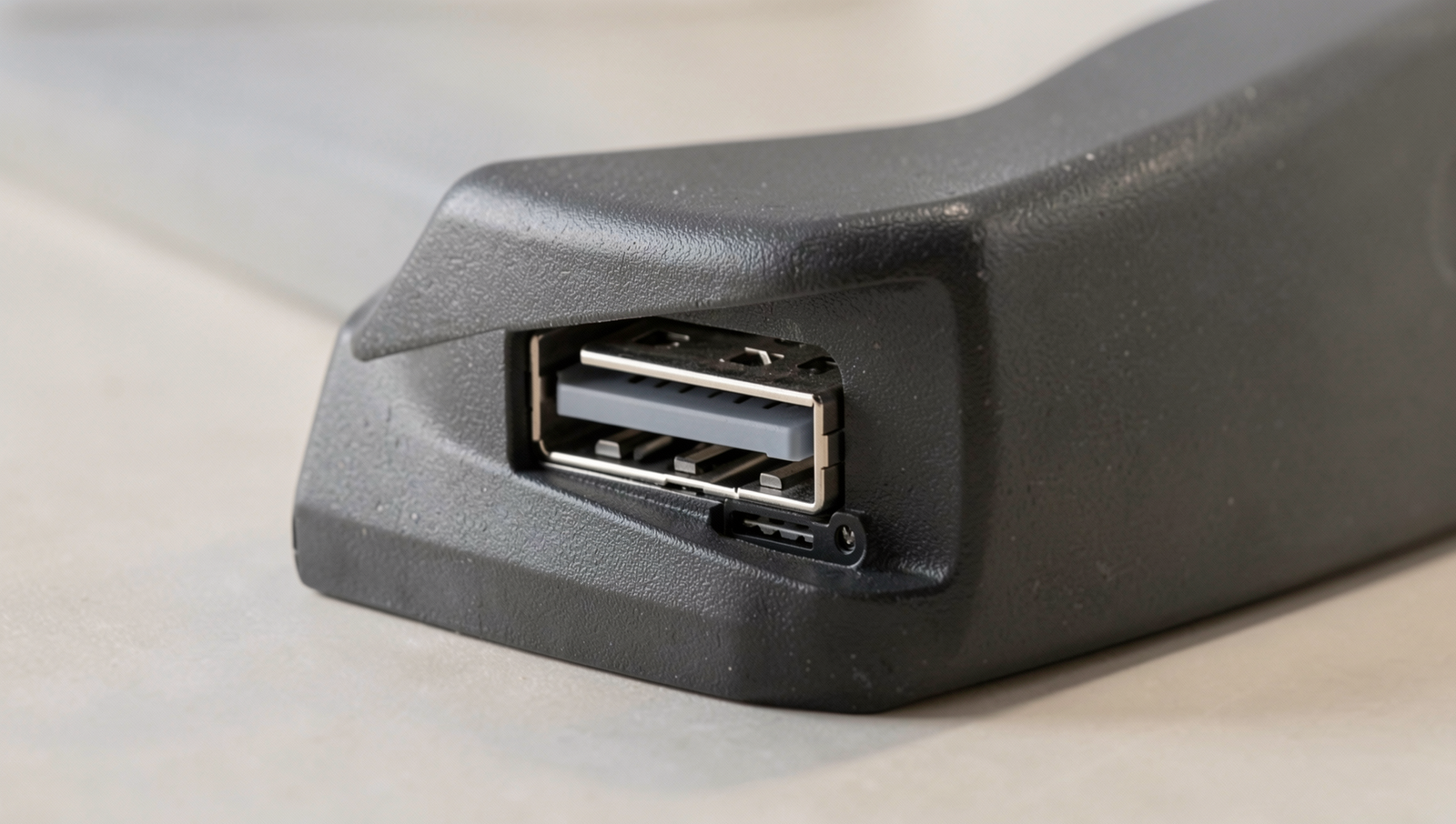 Close-up of USB ports with maintenance tools and tips for care.