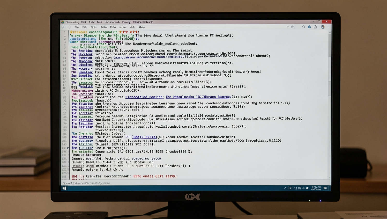 Computer screen showing system logs and error messages for diagnosing PC restarts.