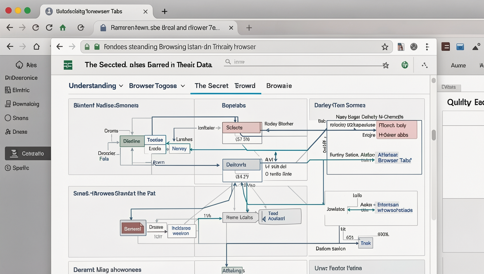 Illustration of browser tabs depicting data flow in a realistic style.