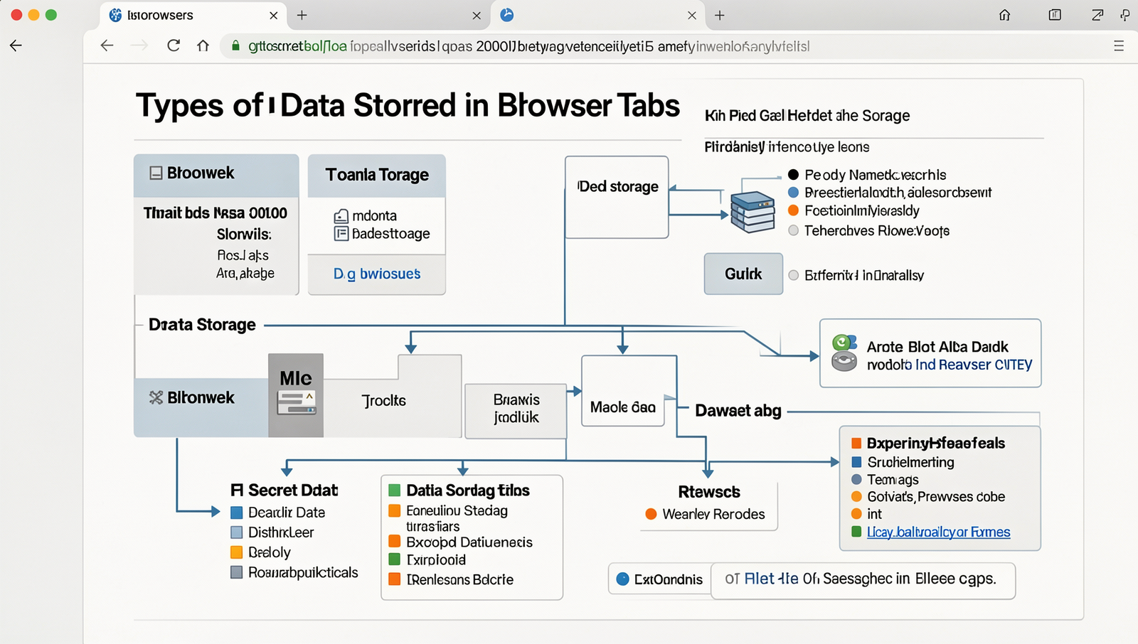 Diagram illustrating various data storage types in web browsers.