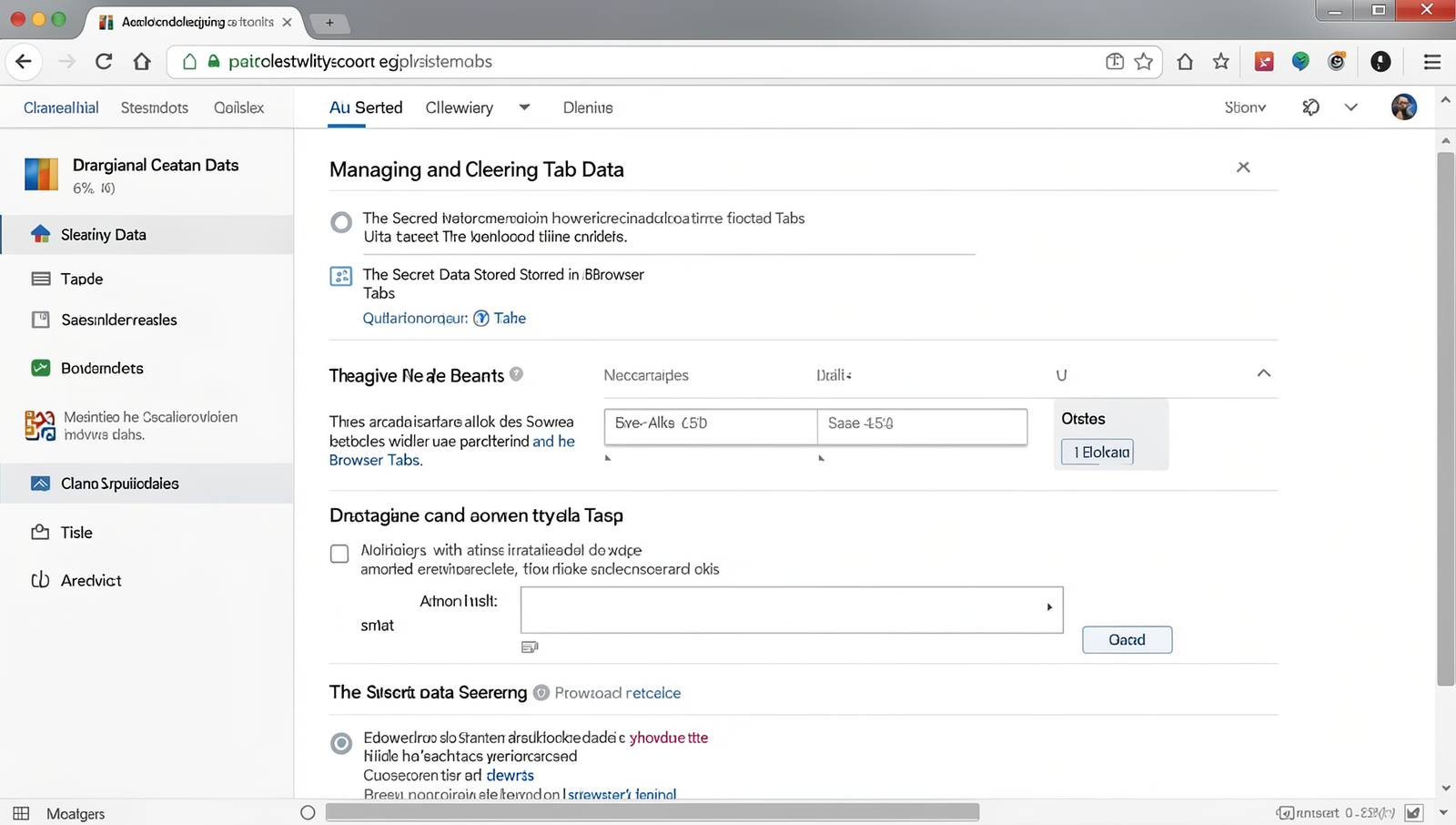 Screenshot of browser settings for clearing tab data in realistic detail.