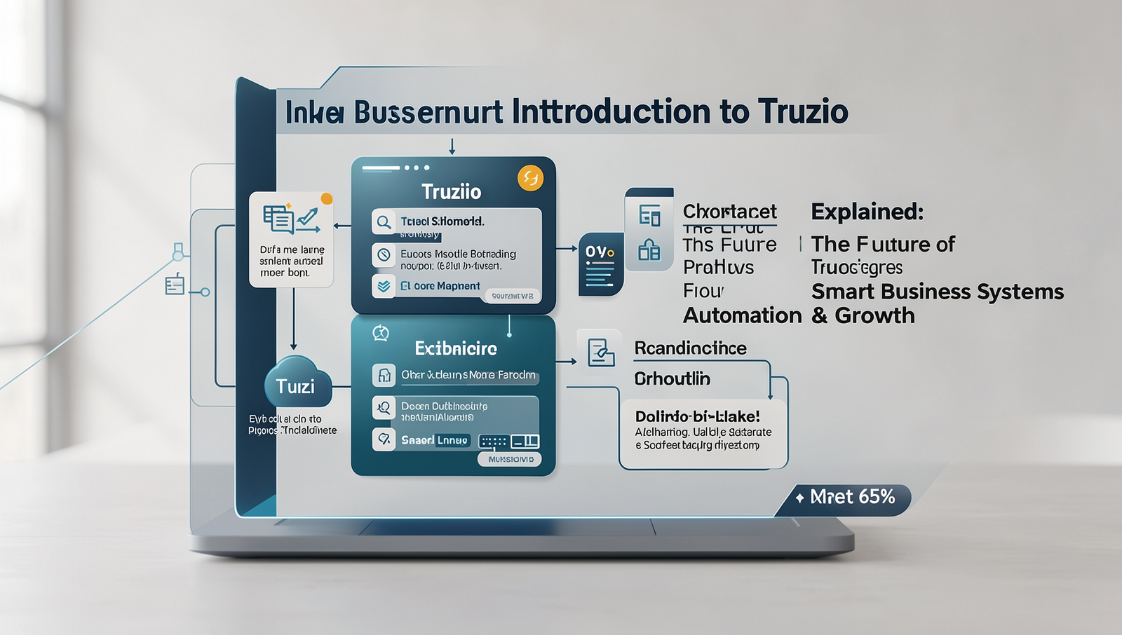 Infographic showcasing features of the Truzio platform in a professional style.