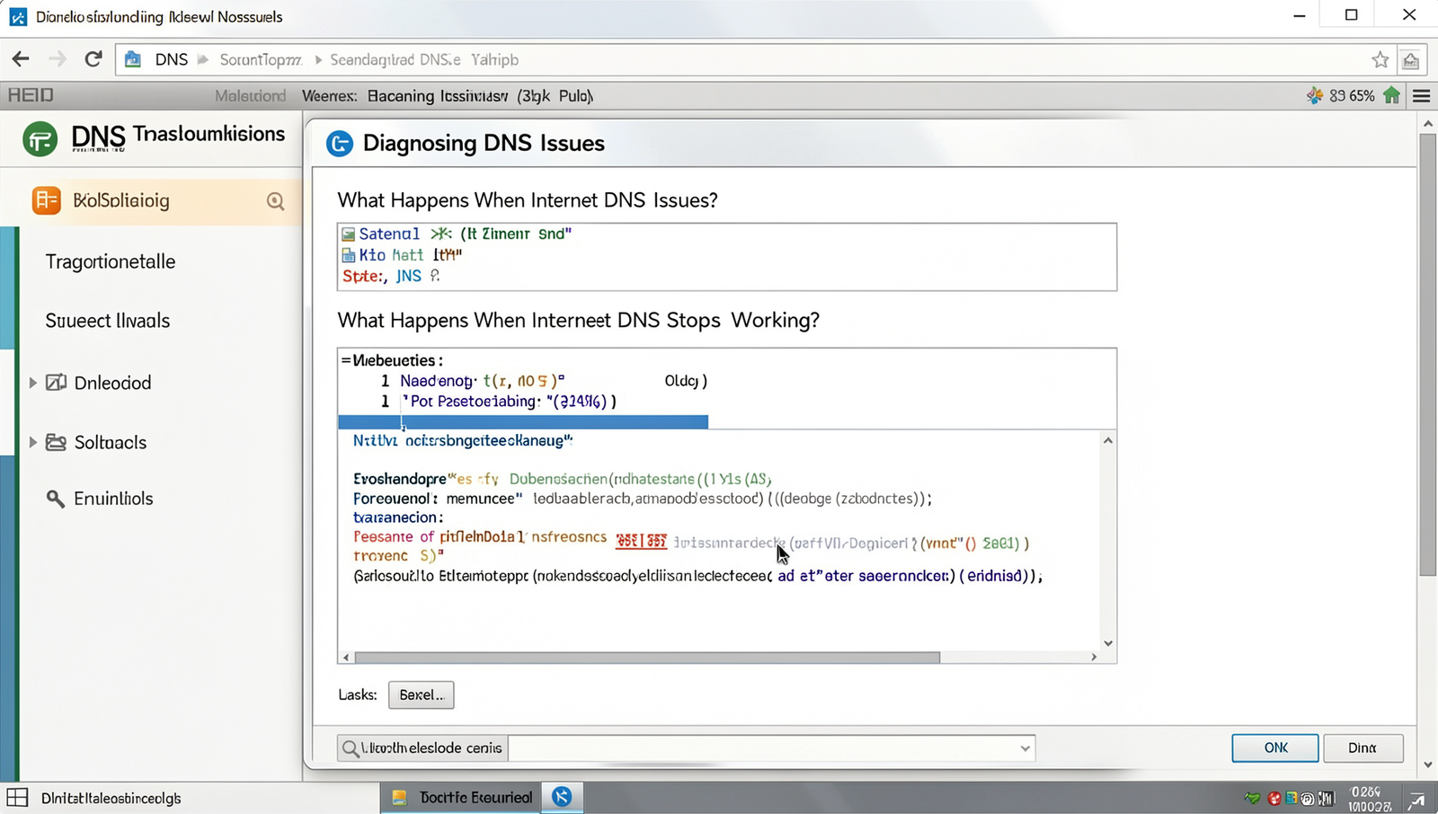 Screenshot of a DNS troubleshooting tool displaying network diagnostics.