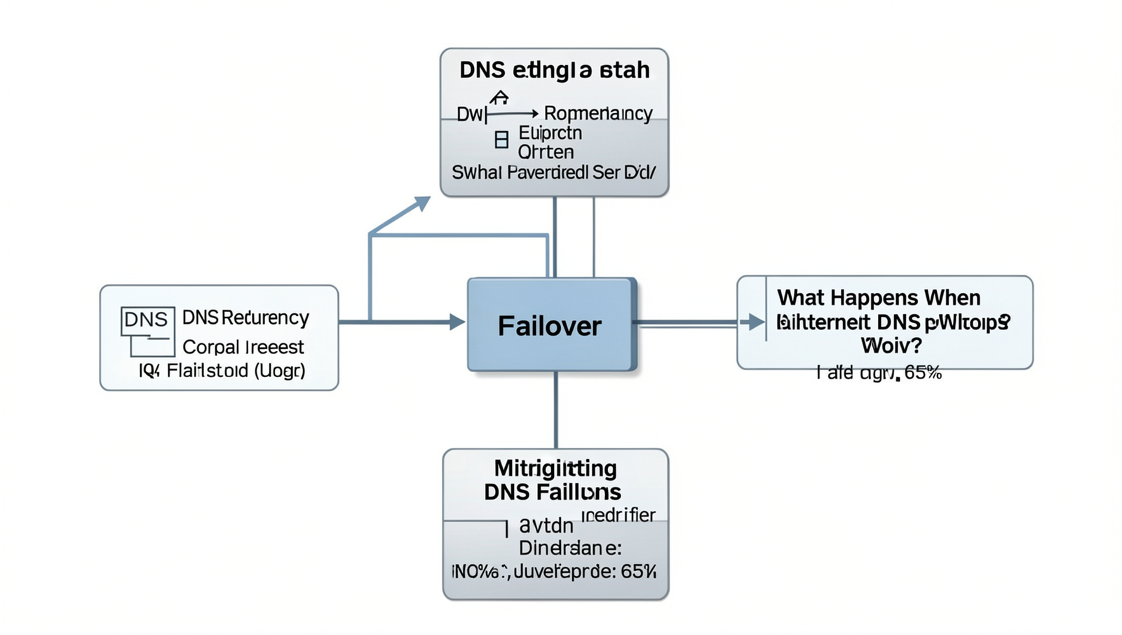 Detailed diagram illustrating DNS redundancy and failover setup for mitigating failures.