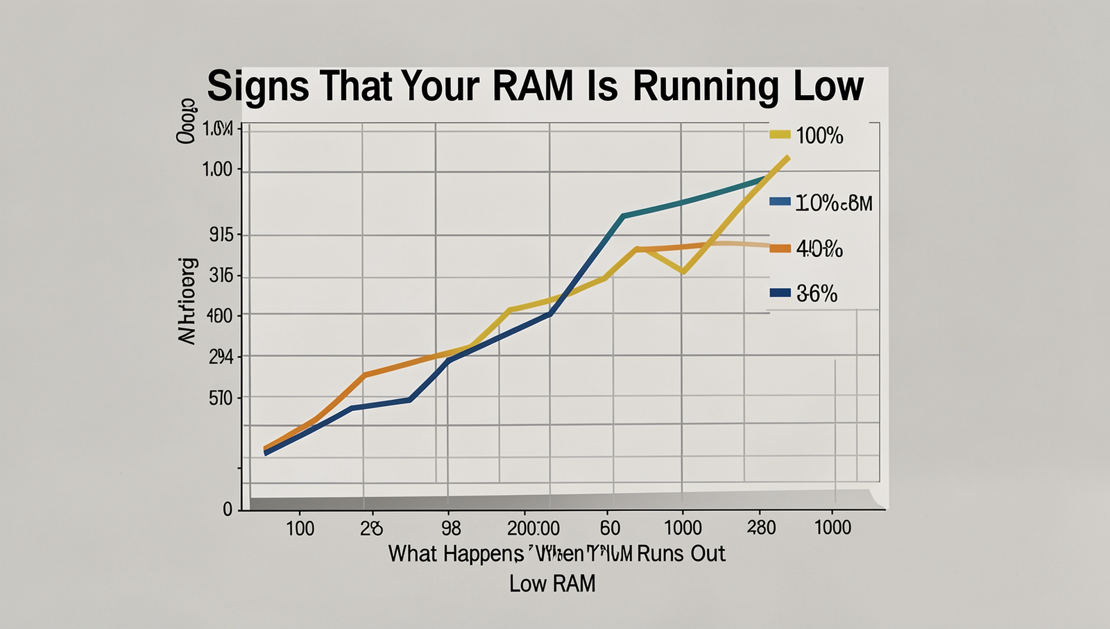 Graph illustrating system performance drop due to low RAM with realistic details.