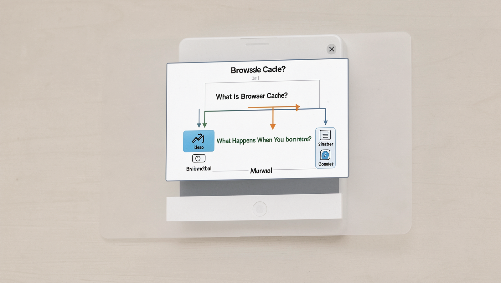 Detailed diagram illustrating browser cache and effects of clearing it.