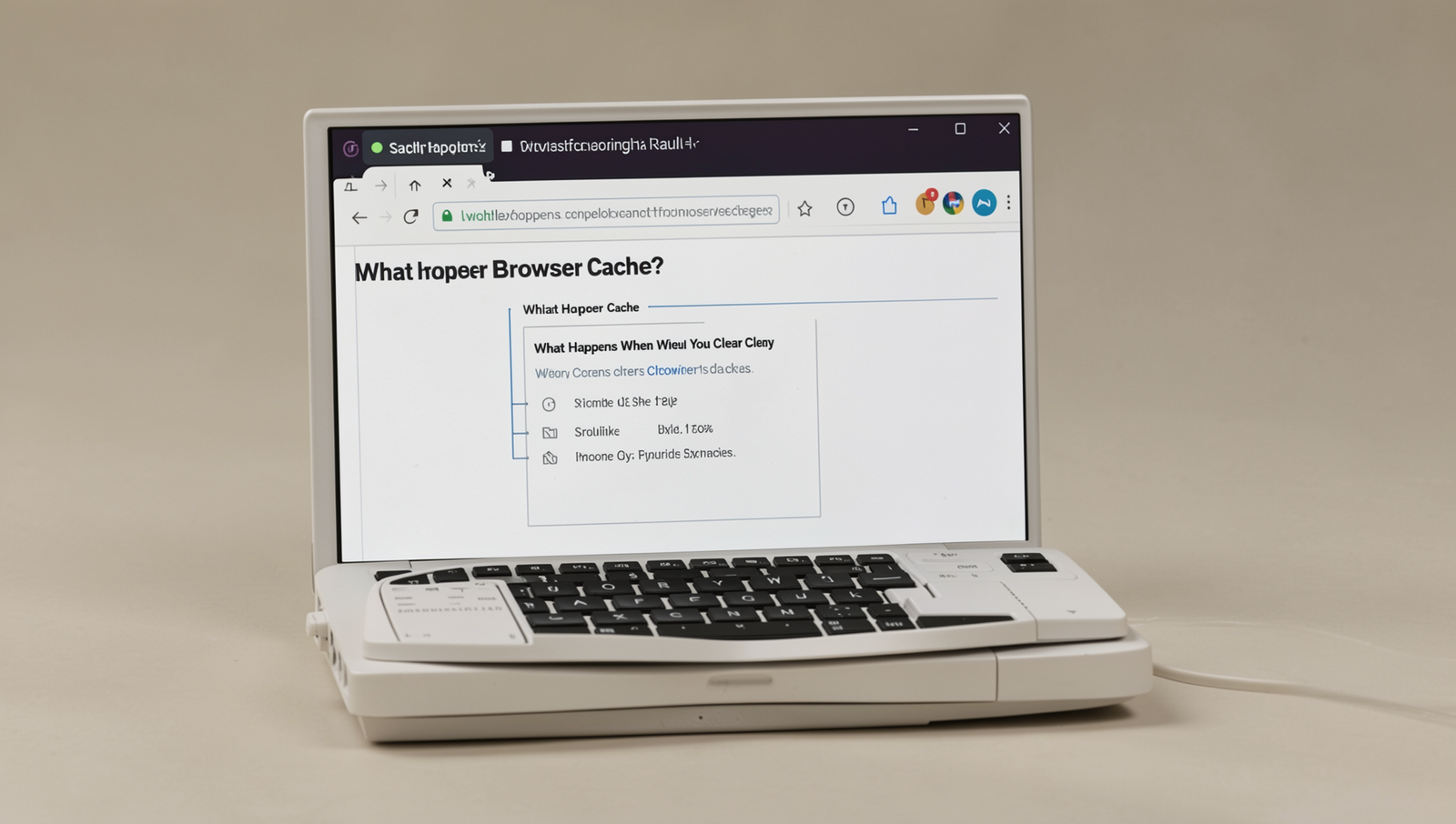 Diagram illustrating the effects of clearing browser cache on web performance.
