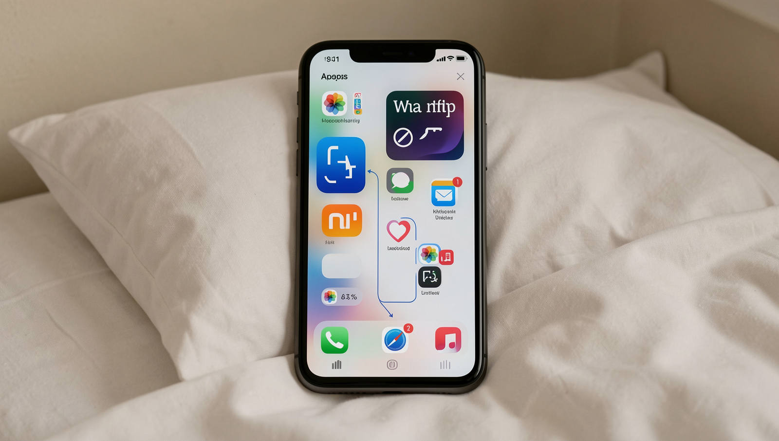 Diagram showing apps running in the background on a smartphone during sleep.