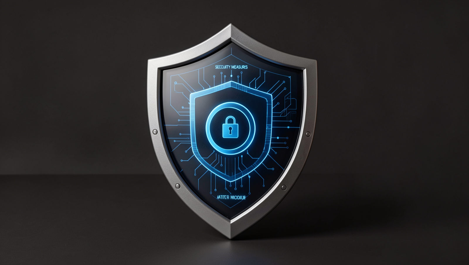 Digital shield symbolizing router security features in a detailed, realistic style.